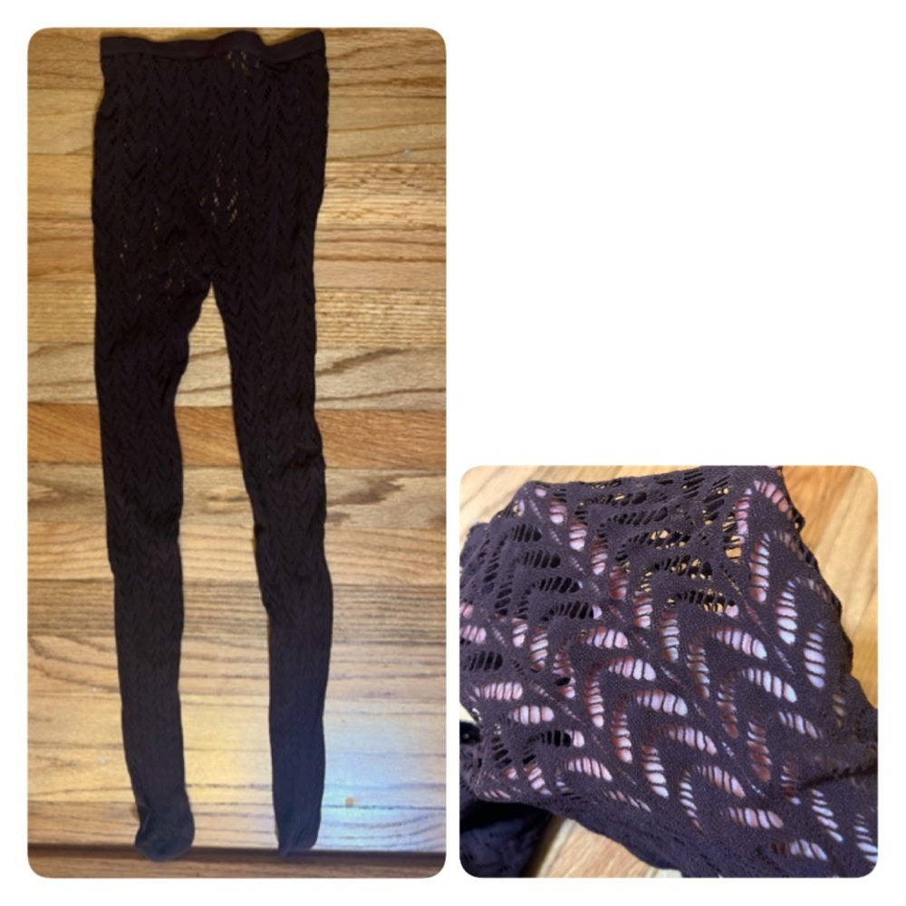 SEE PICS! Brown tights with unique lace details, size small